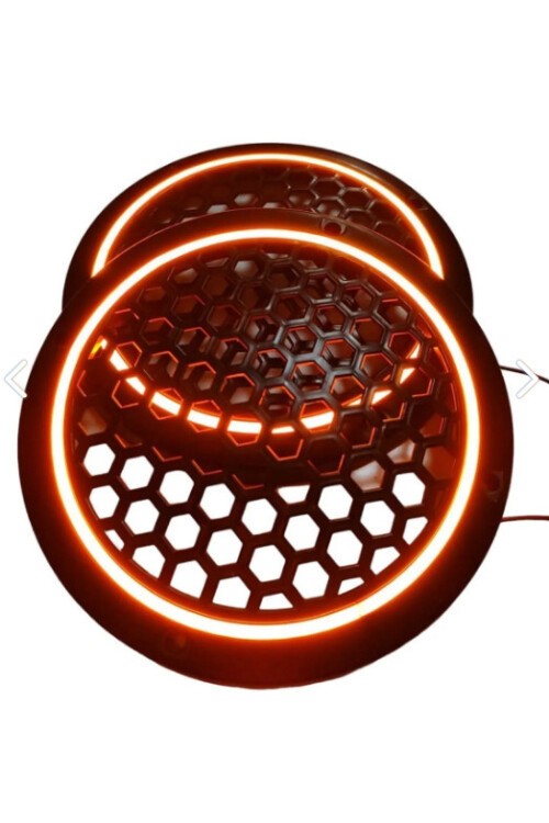 20cm Amber Neon Ledli Hoparlör Kapağı 2 Adet